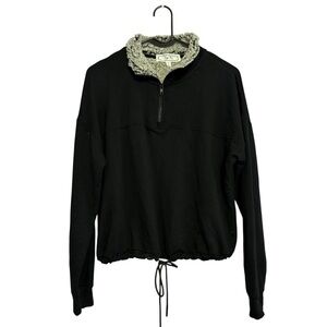 Hippie Rose Black Cropped Quarter Zip Women’s Pullover Top Size Medium NWT